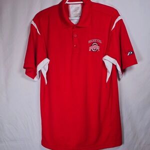 Pro Player Ohio State Buckeyes Polo Shirt Mens Medium Red White NCAA Football